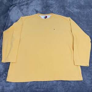 Tommy Hilfiger Men's Vintage 90s Waffle Knit Long Sleeve Thermal Shirt Yellow XL